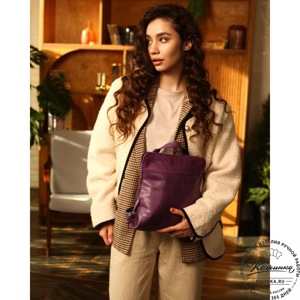 Женский кожаный рюкзак "Салоники" (коричневый)